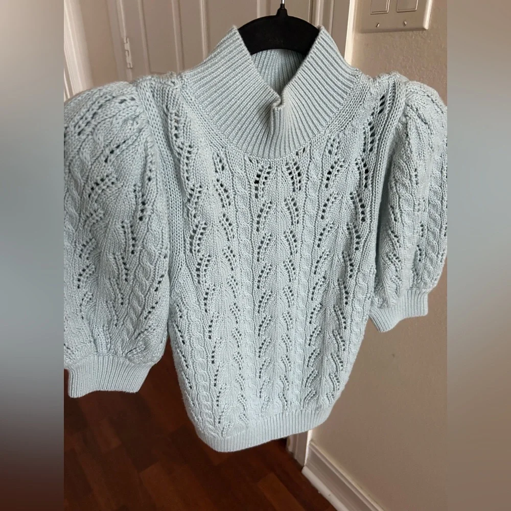 Alice +Olivia Kyoko Puff Sleeve Pullover Sweater S - Picture 9 of 17